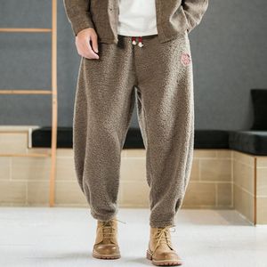 Costumes 2022 hiver hommes décontracté brodé en peluche pantalon épaissi pantalons de survêtement mode cordon chaud marque laine pantalon