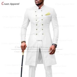 Pakken 2023 Nieuwe Pakken voor Mannen Slim Fit Afrikaanse Zakelijke Bruiloft Smoking Tailormade Mode Opstaande Kraag Blazer Broek 2 Delige set