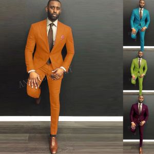 Costumes 2023 NOUVEAU MEN SUIT 2 PIÈCES MODE MODE MOIDE ORANGE POUR LES MENS PLANTS PANTAL DE TUXEDO PANTAL DE TUXEDO PLUS TIZE PLUS TIZE PLUS