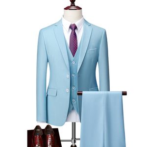 Costumes 3 pièces ensemble Blazers veste pantalon gilet/2023 mode nouveaux hommes décontracté Boutique affaires couleur unie costume de mariage robe manteau pantalon