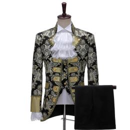 Costumes Hommes adultes 4 pièces ensemble victorien Steampunk Royal Prince Costume Vintage Baroque veste manteau pantalon cravate mariage marié Blazer Costume