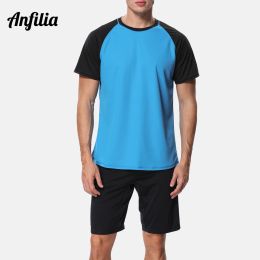 Costume Anfilia Men Dryfit Shirts Loose Fit Rashguard Top Uvprotection Rash Gard Top upf 50+ plage usure de randonnée de randonnée Tshirt