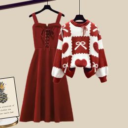 Costume robe d'automne avec un ensemble de chandail explosif de produits européens avec une robe petite jupe de costume de parfum