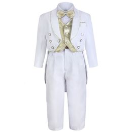 Pakken babyjongen doop doop doop tuxedo peuter bruiloft ceremonie zegenpak baby winter formele heer outfit 5 pc's 230310