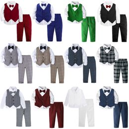 Pakken babyjongens pak set peuter blazer baby bruiloft pakken outfit boy doop doop doop tuxedo kinderen kerst formele kleding sets 230424