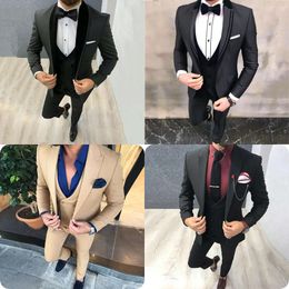 Costumes hommes noirs pour combinaison de mariage Business Bridegroom Costume sur mesure Costume Slim Fit Formal Groom Tuxedo Blazer Best Man 201105