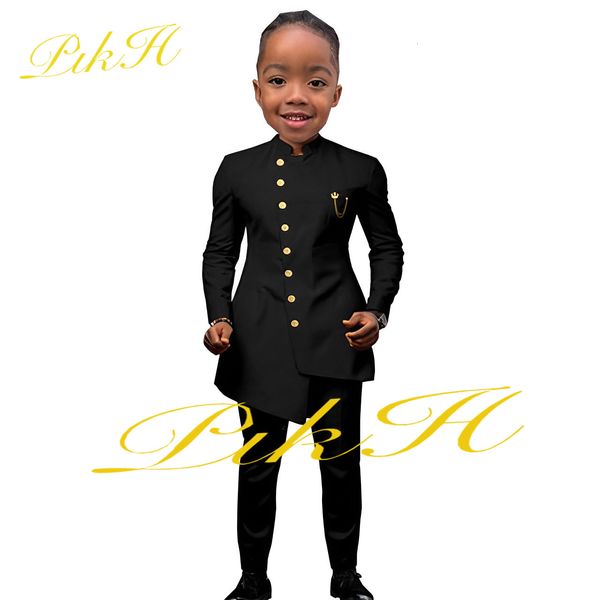 Trajes traje negro para niños boda esmoquin estilo indio chaqueta pantalones 2 piezas niños moda vestido de fiesta Slim Fit ropa de niño 230620
