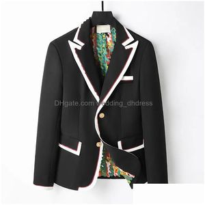 Costumes Blazer Western Vêtements Hommes Blazers Designer Automne Luxe Manteaux d'extérieur Slim Fit Grille Plaid Rayé Géométrie Manteaux Dres Dhgvq