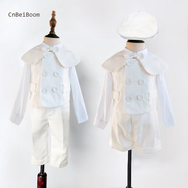 Costumes Boutique Costume Bébé Garçon Baptême Tenue Baptême Blanc Gilet Ensemble Gentleman Enfants 14 Ans Anniversaire Fête De Mariage Vêtements 230726