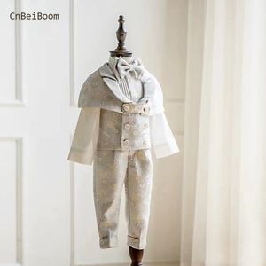 Suits Boys Clothing Suit for Wedding Kids Boutique Outfit Toddler Baby Jacquard Cape Children Birthday Party Flower Girls Dress 230726
