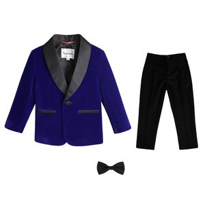 Costumes Garçons Velours Côtelé Slim Fit Costume Ensemble Formel Garçon Fête De Mariage Beau Piano Hôte Performance Costume Enfants Blazer Pantalon Bowtie tenue 230424