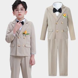 Costumes Garçons Robe Costume Ensemble Pâques Mariage Anniversaire Enfants Fleur Gentleman Performance Costume Veste Pantalon Chemise Noeud Papillon Vêtements 6pcs 230526