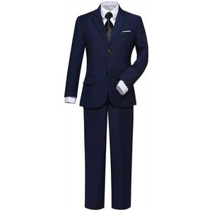 Costumes Garçons Formelle Noir Marine Slim Fit Costumes Ensemble Enfants Costume De Fête De Mariage Enfants Blazer Pantalon Cravate Vêtements EnsembleHKD230704