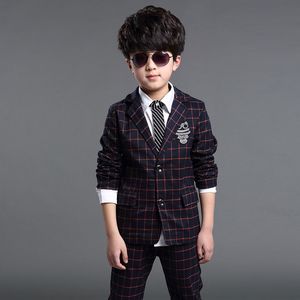 Pakken Jongens Formeel voor Bruiloften Merk Engeland Stijl 5 14T Man Kind Plaid Party Tuxedos kids 230711