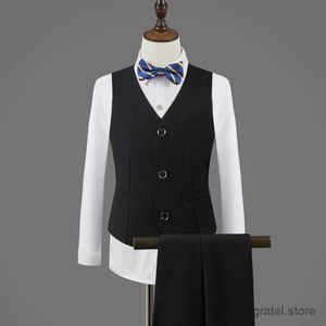 Pakken jongenspak voor bruiloften kinderen Vestbroek Bowtie 3pcs Foto jurk pak kind kinderen 2 jaar verjaardag ceremonie smoking kostuum