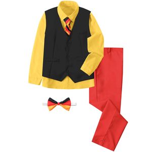 Costumes Garçons Costume Allemagne Drapeau Jour 3 Octobre Tuxedo Enfants Fête Formelle Gentleman Tenues Robe Chemises Gilet Pantalon Vêtements Ensemble 5 PCS 230906