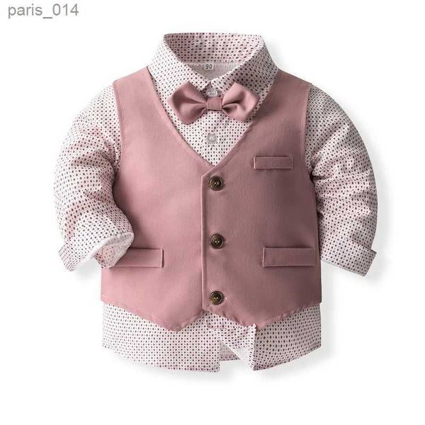 Trajes Trajes para niños Traje de caballero Esmoquin Pajarita Camisa Traje Chaleco Pantalones 4 piezas Ropa de bebé para niños pequeños Traje de caballero Bautismo Cumpleaños