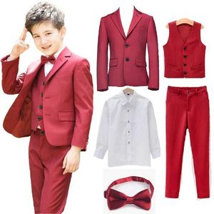 Suite merk kinderen bruiloftsfeest pakken bloemen jongens formeel pak gentleman blazer ceremonie kostuum 5 stcs garcon school draagt l4 y240516