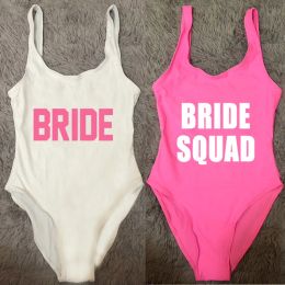 Pakken Bruid Squad One Piece Swimsuit groot formaat Women Swimwear Bachelor Party Badpak Sexy Bodysuit Monokini 2022 Nieuw strandkleding