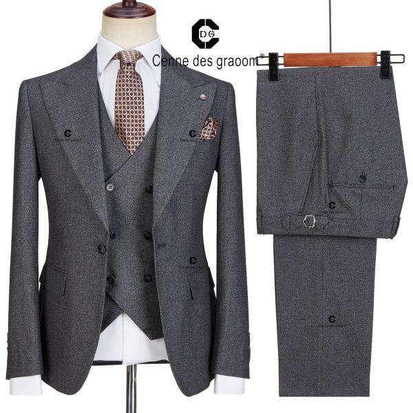 Costumes Cenne Des Graoom 2022 nouveau Design mariage affaires costumes de port formel pour hommes 3 pièces coupe ajustée simple bouton Blazer gilet pantalon