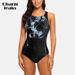 Costumes Charmleaks femmes sport maillot de bain une pièce mode impression professionnel athlétique maillot de bain évider dos vêtements de natation