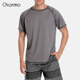 Costumes Charmo Men Rashguard Dryfit Shirt Shirt Men de plongée chemises de surf gardes éruptions cutanées topf upf 50+ respirant rashguard tshirt wear