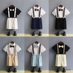 Pakken Kinderen Formele band Shirt Short Short Bowtie Clothing Set Kids Summer Foto Birthday Dress Boys Piano Performance Dance Costume