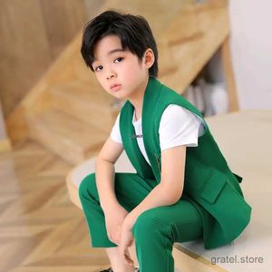 Pakken Kinderen Formele trouwpak Kids Vest broek Partfoto Set Tiener Boys Tuxedo Party Dress Child Dance Show kostuum