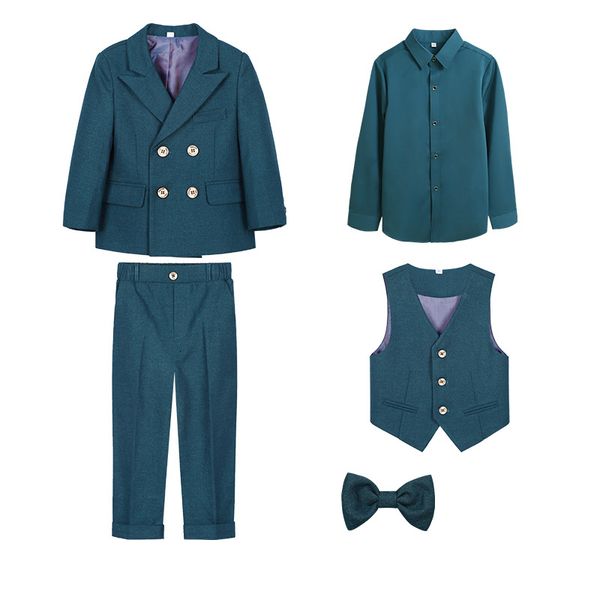 Costume pour enfants au printemps automne, gentleman britannique vert costume de piano de piano, costume de mariage kildre