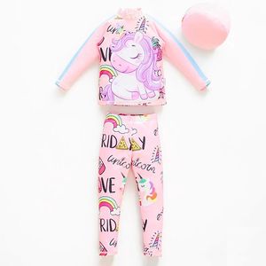 Trajes de baño para niños, lindo estampado de unicornio, 412 años, sexo para bebés, pequeño UV UPF50 +, traje de baño para niñas, traje de baño, ropa de playa nueva 2022