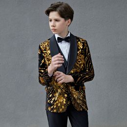 Trajes para niños Traje europeo con lentejuelas Flower Boy Army Dress Stage Show Prince Performance Clothes Kids Blazer 230608