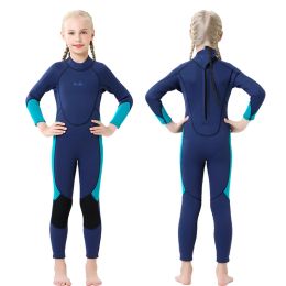 Trajes Traje de neopreno térmico para niños, traje de buceo de neopreno de 3mm para niños y niñas, traje de baño grueso para surfear, traje de baño completo para niños