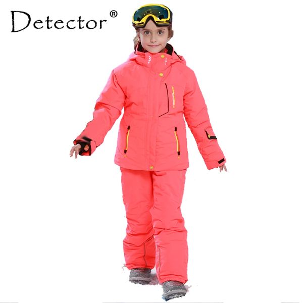 Costume détecteur fille vestes de ski de ski à l'épreuve du vent d'hiver + pantalon en plein air des vêtements d'enfants ensembles d'enfants de neige de neige