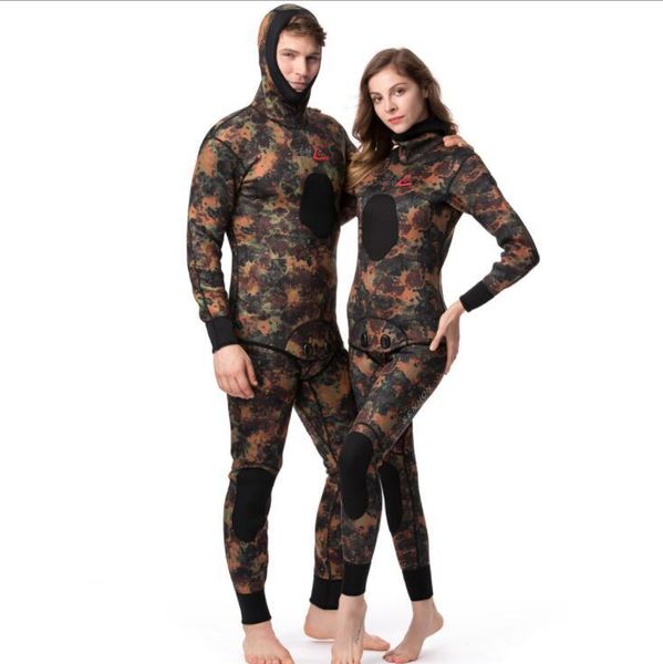 Trajes Traje de buceo Traje de pesca de camuflaje de 35 mm y dos juegos de traje de buceo para surf para hombres y mujeres Traje de buceo libre