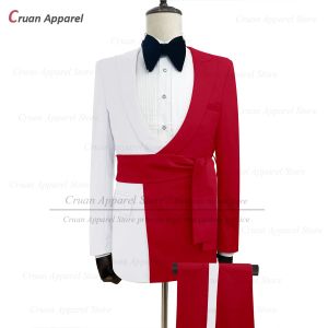 Costumes Hommes élégants costume 2 pièces fête de noël sur mesure tenues de mode Banquet de mariage Groomsman formel Tuxedos pantalons Costumes