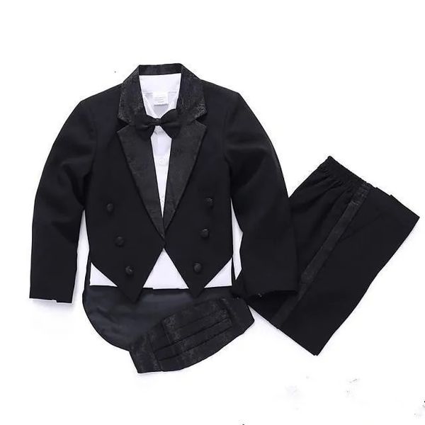 Costumes Mode haute qualité noir blanc enfant costume pour garçon costumes de mariage garçons fleur bébé 5 pièces 231213