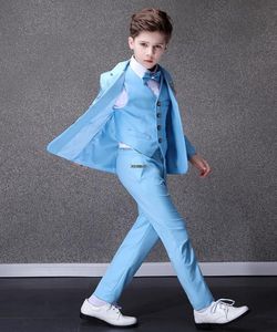 Pakken Flower Boys Blue Wedding Suit Kinderfeest Pograph Suite Tiener verjaardag Tuxedo jurk kinderen afstudeer podium show kostuum 230526