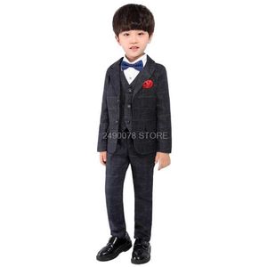 Pakken Flower Boys Formele trouwpak Kids Japan Style Jacket+Pants+Vest+Bowtie 4pcs Tuxedo Suit voor kinderen feest gastheer kostuum