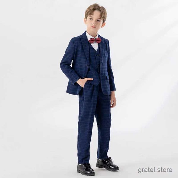 Costumes Flower Boys Performance Costume Kids Veste Veste Pantalon Bowtie 4PS Cérémonie Photographie Suit enfants