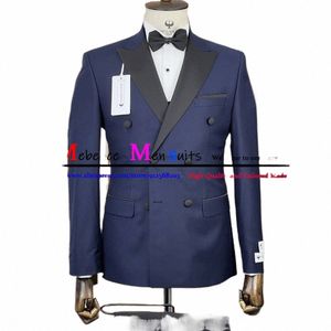 Costumes pour hommes 2023 formel bleu marine blazers ensemble classique noir pic revers hommes costume 2 pièces double boutonnage mâle busin bal Dr 49Mz #