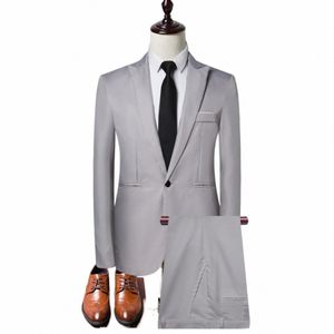 Costumes pour hommes Blazers de mariage Set Elegant 2 pièces Vestes Vestes Pantalon Luxury Busin Fond Full Coats 2024 R496 #