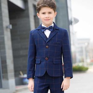 Pakken Formele schoolpakken voor bruiloften Flower Boys Blazer Jacked Shirt Vestbroek Tie 5pcs Tuxedo Kids Prom Party Dress Sets