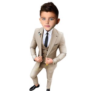 Trajes traje formal para niños boda solapa estilo indio chaqueta pantalones 3 piezas moda fiesta niño ropa Slim Fit niños 230726