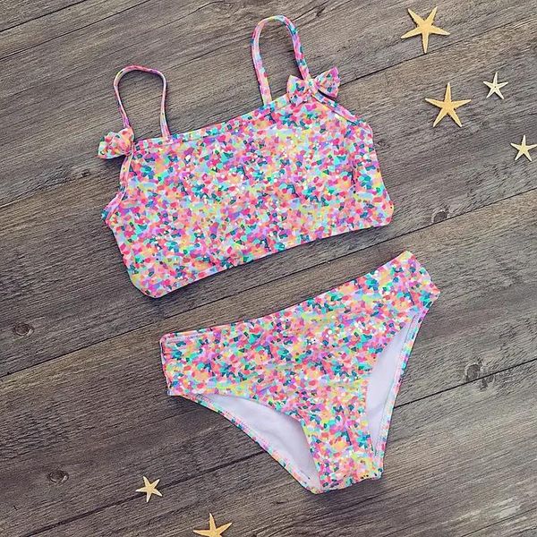 Trajes Bikini para niñas Lindo marinero floral Ropa de playa de dos piezas Bikini para niños Traje de baño Traje de baño Traje de baño para bebés para niños Biquini para niñas