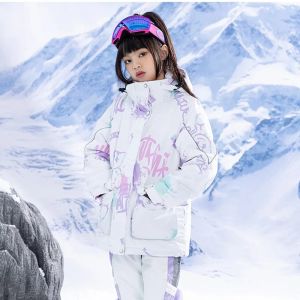 Costumes Filles Costumes de Ski colorés enfants hiver vêtements de Ski chauds de luxe imperméable coupe-vent respirant vestes ou pantalons pour enfants