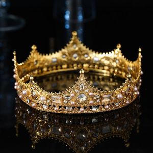 Costumes Gold Sier Color baroque vintage noirs et couronnes perles cristal princesse diadèmes bridal femmes accessoires de cheveux de mariage