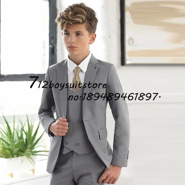 Costumes Gris Garçons Costume Formel Blazer De Mariage Smoking 3 Pièces Ensemble Enfants Veste Gilet Pantalon Vêtements Complets 230626