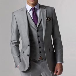 Trajes trajes de boda grises para hombres con trajes de 3 piezas Trajes hechos a medida