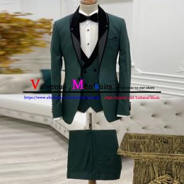 Costumes Green Business Men Suits pour le marié de marié Tuxedo Tailorormade Best Man Tentifit Groomsmen Tires 3 Piece Man Terno Masculino 2022