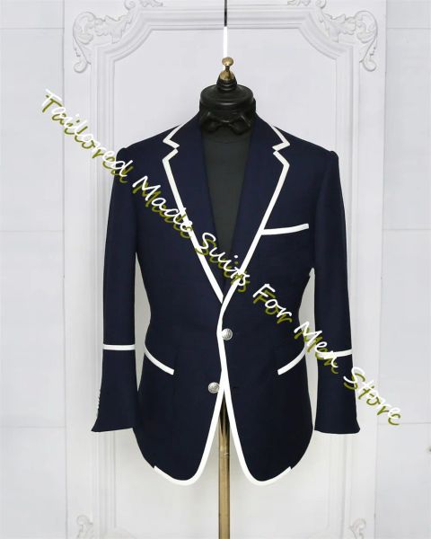 Trajes Novio Azul Marino Esmoquin Para Hombre Slim Fit 2 Piezas Vestidos De Fiesta Novedad En Ropa Y Blazer Conjuntos De Blazer Masculino De Un Solo Pecho